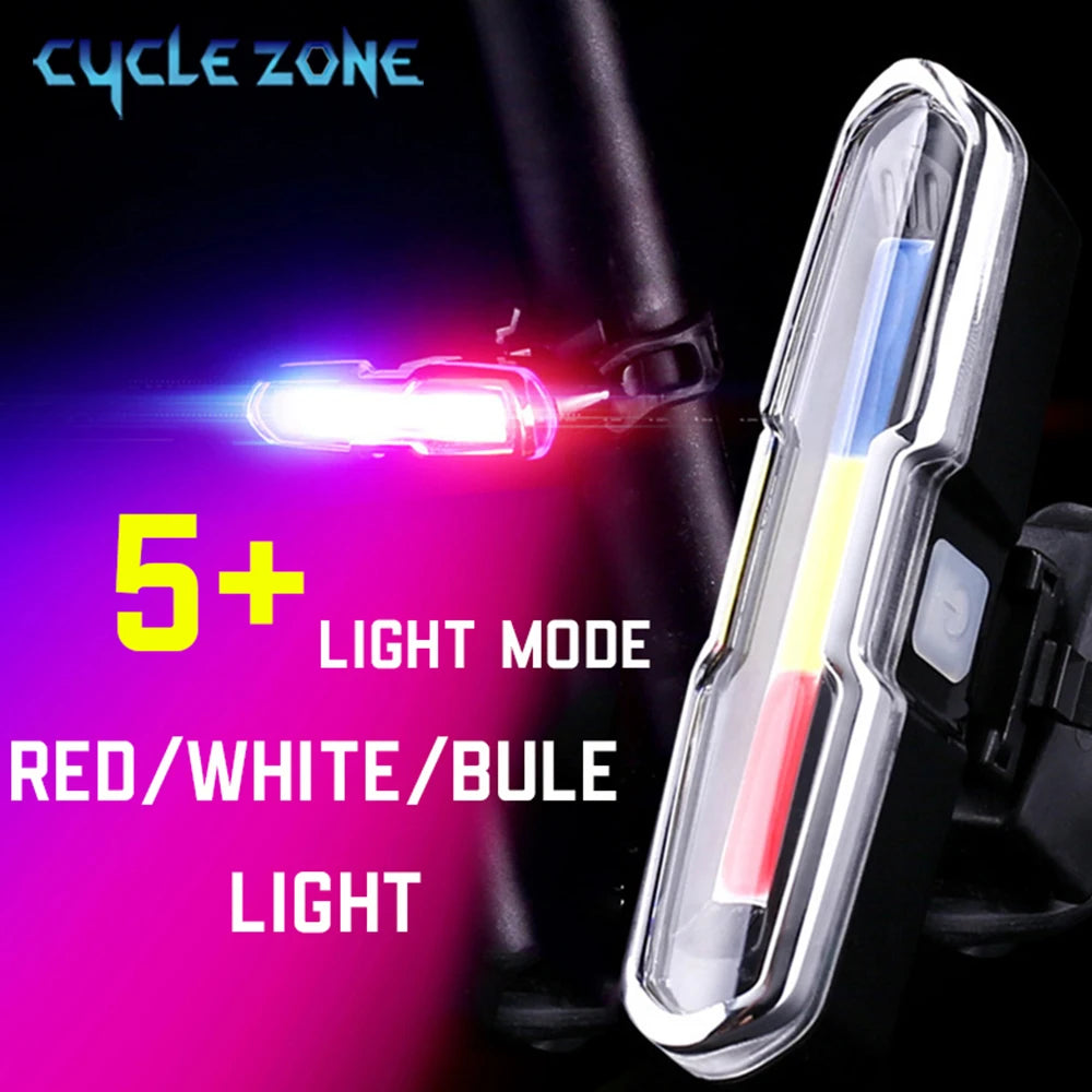 3 Color Bicycle Rear Light Rechargeable Cycling Tail Lamp Waterproof MTB Bike Warning Taillights for Running Riding Cycling