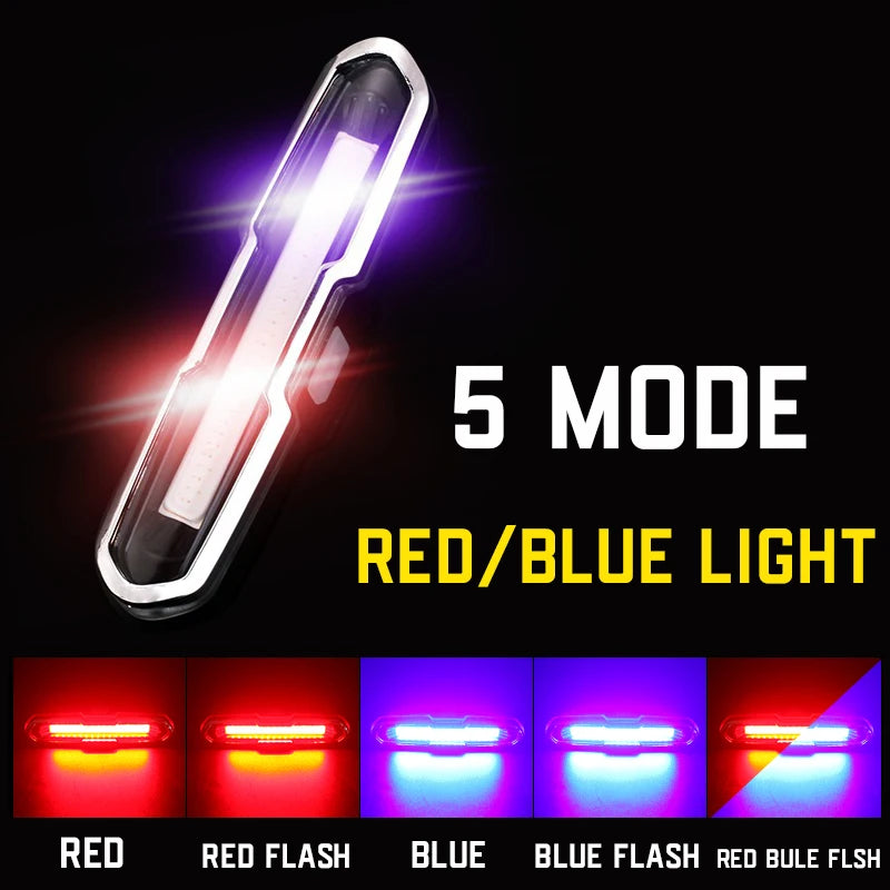 3 Color Bicycle Rear Light Rechargeable Cycling Tail Lamp Waterproof MTB Bike Warning Taillights for Running Riding Cycling