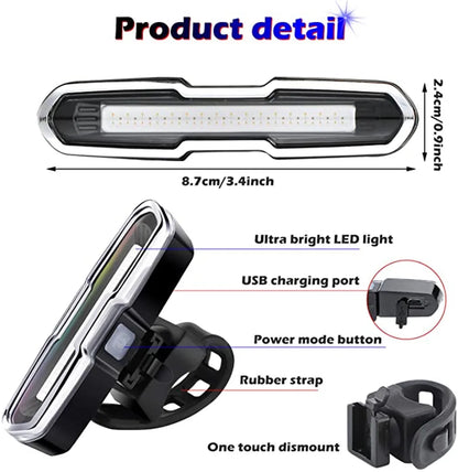 3 Color Bicycle Rear Light Rechargeable Cycling Tail Lamp Waterproof MTB Bike Warning Taillights for Running Riding Cycling