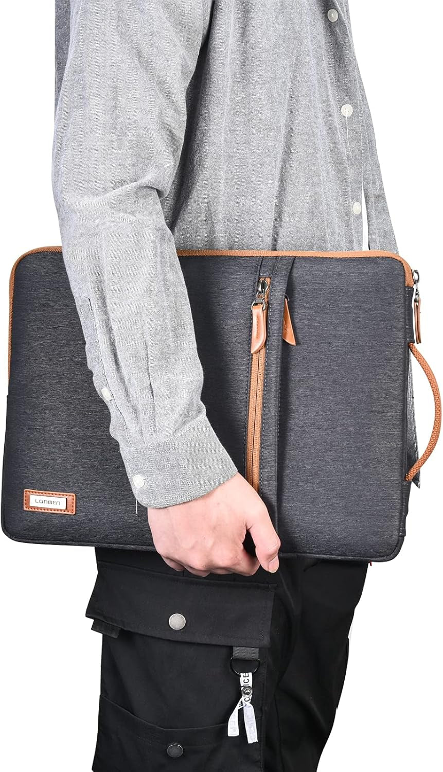 14 Inch Laptop Sleeve 360-Degree Protection & Water-Resistant with Retractable Handle, Laptop Bag for 14" Laptops (Lenovo/Acer/Asus/Dell/Hp), Macbook Pro 14, Black