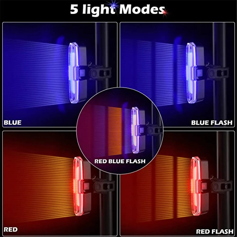 3 Color Bicycle Rear Light Rechargeable Cycling Tail Lamp Waterproof MTB Bike Warning Taillights for Running Riding Cycling