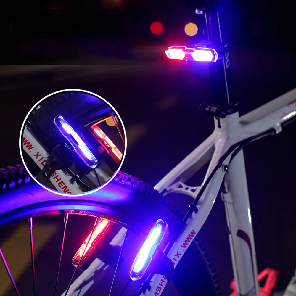 3 Color Bicycle Rear Light Rechargeable Cycling Tail Lamp Waterproof MTB Bike Warning Taillights for Running Riding Cycling