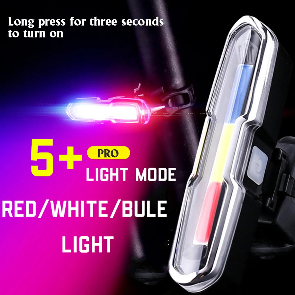 3 Color Bicycle Rear Light Rechargeable Cycling Tail Lamp Waterproof MTB Bike Warning Taillights for Running Riding Cycling